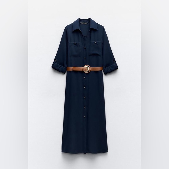 NWT ZARA BELTED SHIRTDRESS - Picture 3 of 6